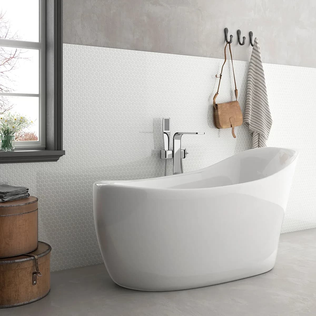Mosaïque Br White Circle 1 — AZER Bain & Carrelage Rennes